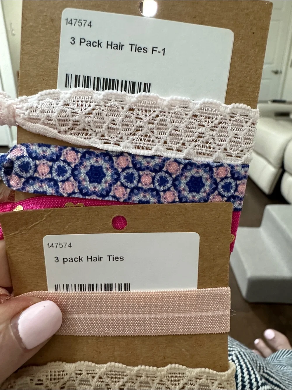 Fashion Hair & wrist ties, no crease no damage Handmade 2 sets of 3